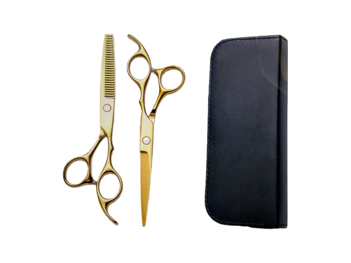Kit De Tesoura De Corte Cabelo, 3pcs Ferramenta Profissional Para Corte E Aparar Cabelos Com Precisão (dourada) Cuich