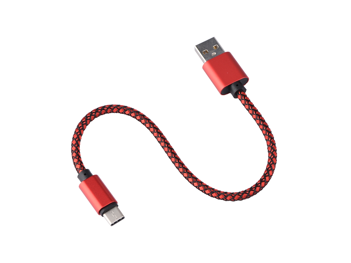 Cabo de Dados Type c Vermelho Trançado em Nylon 25cm Transferência de Dados e Carregamento Rápido EOOCOO