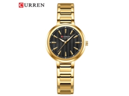 Relógio Feminino À Prova D'água (dourado E Preto) Com Mostrador Pequeno, Estilo Simples E Casual, Pulseira De Aço.