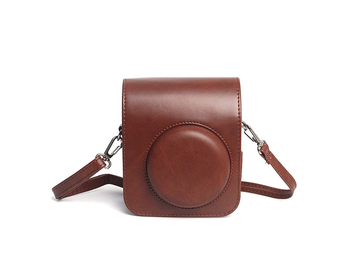 Para Instax Mini 12 Bolsa Para Câmera Em Couro Pu Com Cor Marrom Brilvibera
