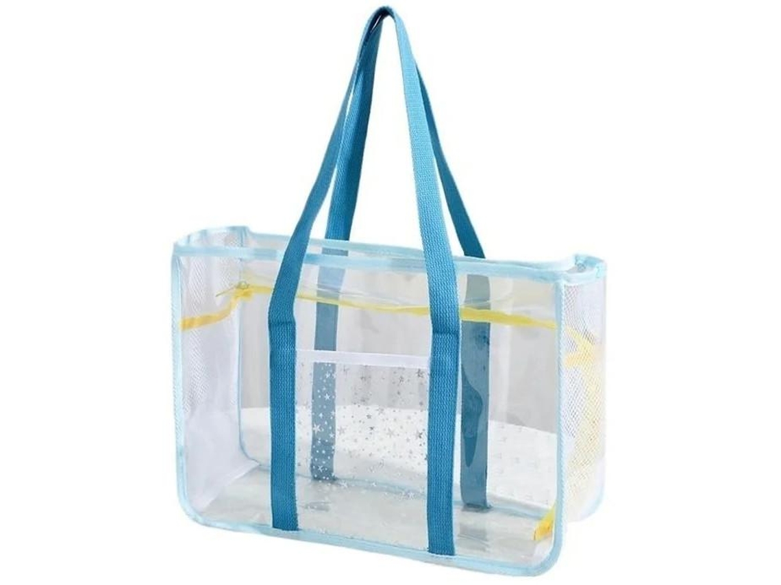 Bolsa De Praia Feminina Para Atividades Ao Ar Livre Pvc Transparente Para Viagem Armazenamento Prático Natação Azul Yizhood
