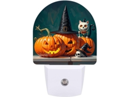 Luminária noturna semicircular com estampa de esqueleto de animal e sensor de LED, luz noturna suave em branco quente.