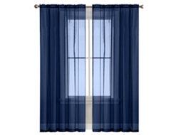 Cortinas sheers de alta densidade lavável à máquina para sala e quarto 39x51 polegadas azul escuro