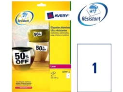 Etiqueta Adesiva Avery Poliester Branca 210x297mm Laser Pack de 20 Unidades