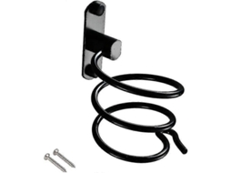 Suporte de Parede para Secador de Cabelo com Furação para Hotel, Banheiro, Lavabo, Barbearia, Alumínio, Acabamento Fosco, Preto, 1 Peça. TAISHENGDA