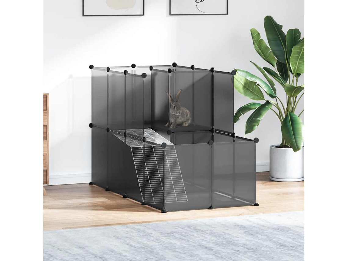 Vidaxl Gaiola Pequenos 142x74x93 Cm Pp E Aço Preto
