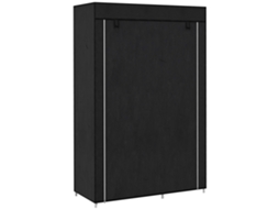Guarda roupa com 6 prateleiras e barra, não tecido, preto, S/MARCA