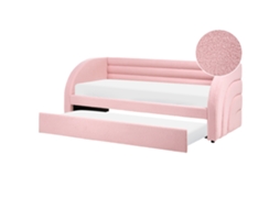 Cama Nido Beliani Albiac De Bouclé Rosa 104x225x89