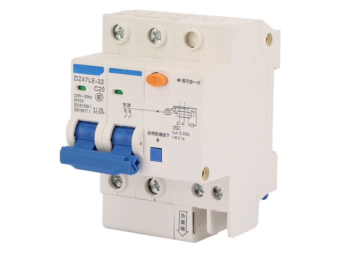Disjuntor diferencial residual (DR) Veloriskku 2p+2 C20 20A 230V para sistema de proteção contra fuga de corrente