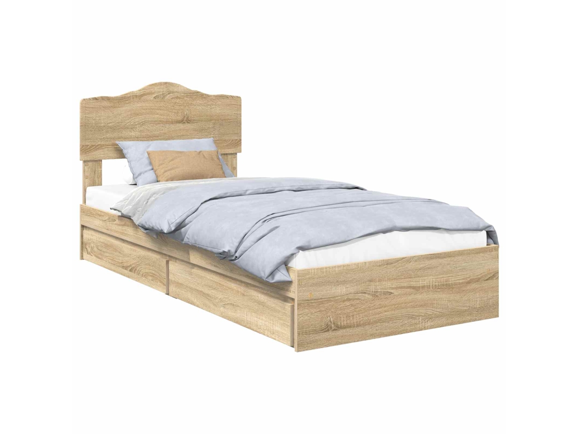 Cama com Armazenamento com Gaveta Carvalho Sonoma 100x200 cm MAISON EXCLUSIVE
