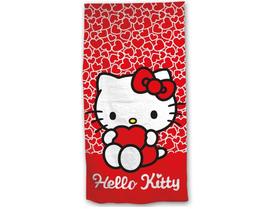 Toalha De Microfibra Hello Kitty Com Corações, 140 X 70 Cm 86852