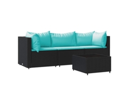 Maison Exclusive - 4 Pcs Conjunto Lounge De Jardim C/ Almofadões Vime Pe Preto