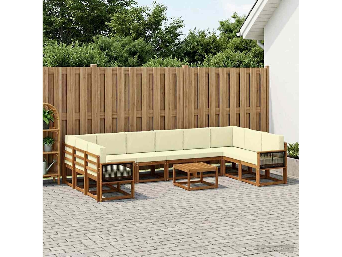 Vidaxl Conjunto De Sofás Para Exterior 11 Pcs Natural E Creme