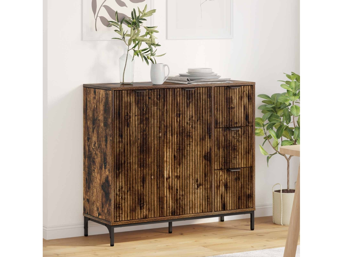 Vidaxl Buffet Carvalho Defumado 89,5 X 33 X 82 Cm Derivados De Madeira