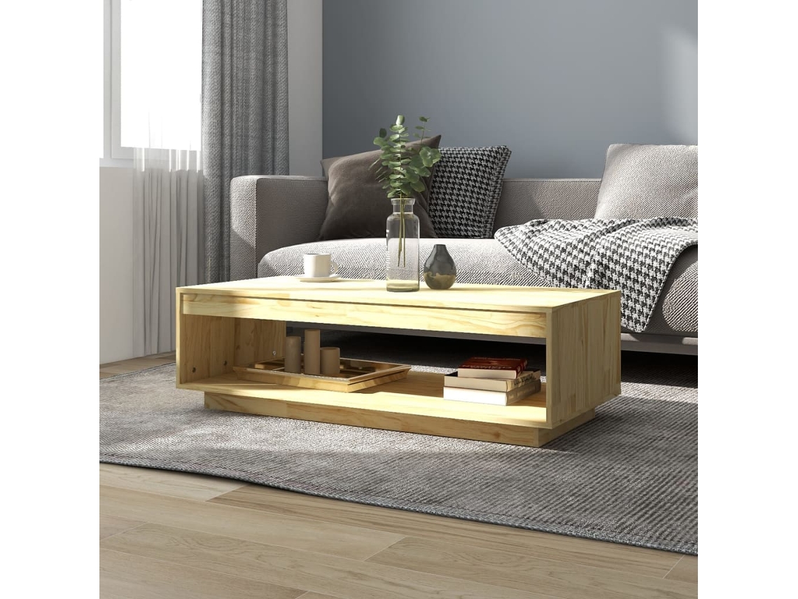 Vidaxl Mesa De Centro 110x50x33,5 Cm Madeira De Pinho Maciça