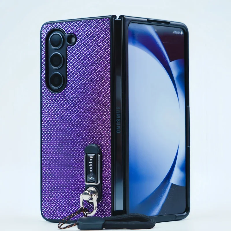 (roxo, Galaxy Z Fold3 5g) Capa De Tpu Flexível À Prova De Choque Com Alça De Pulso E Suporte, Com Estrutura De Dissipação De Calor