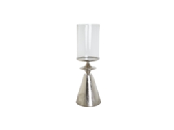 Castiçal de Alumínio com Cristal Prateado, 24x24x72cm ALEXANDRA HOUSE LIVING