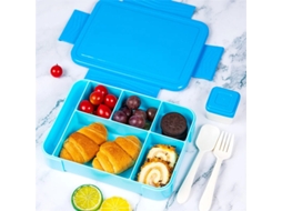 (azul Celeste) Marmita Bento Para Adultos De 1330ml Com 6 Compartimentos E Talheres Ecológicos Próprios Para Micro-ondas