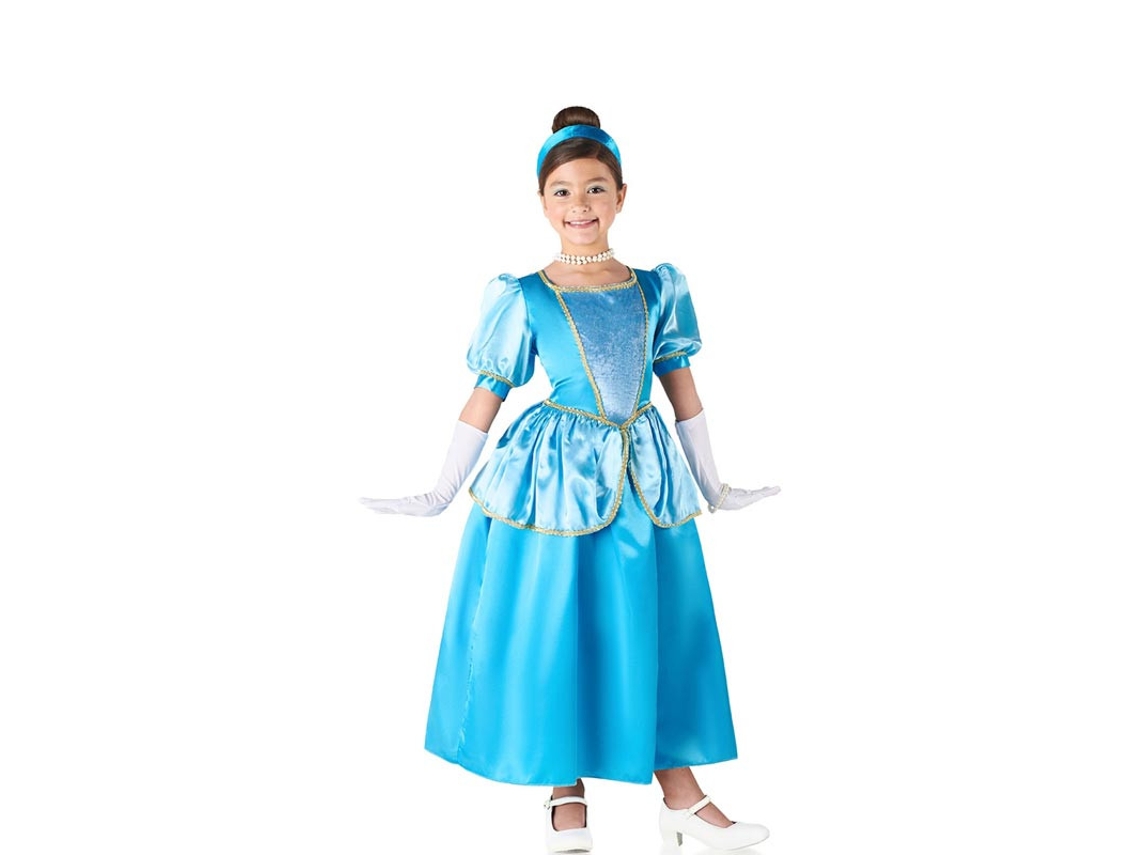 Fato de princesa azul celeste de conto de fadas para menina