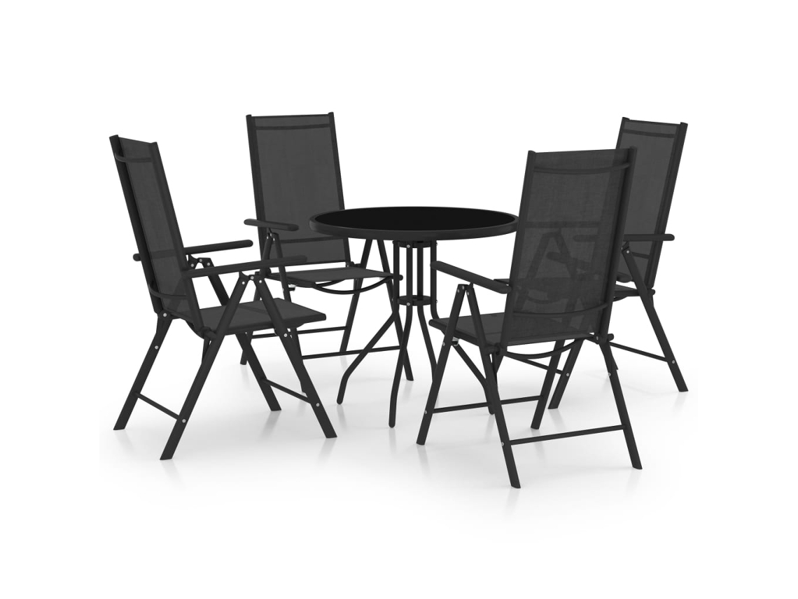 Pcs Conjunto De Jantar Para Jardim Alumínio E Textilene Preto Dkd Home Decor