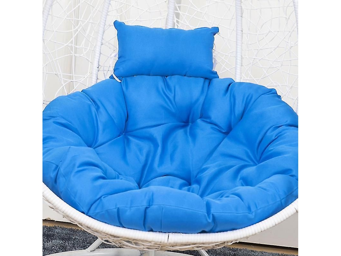 Cojin Para Cadeira De Balanço Com Apoio Cabeça, Material Poliéster E Espuma, Lavável Com Fecho Zipper Azul
