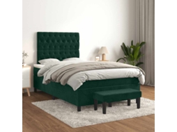 Vidaxl Cama Boxspring Com Colchão 120x200 Cm Veludo Verde-escuro