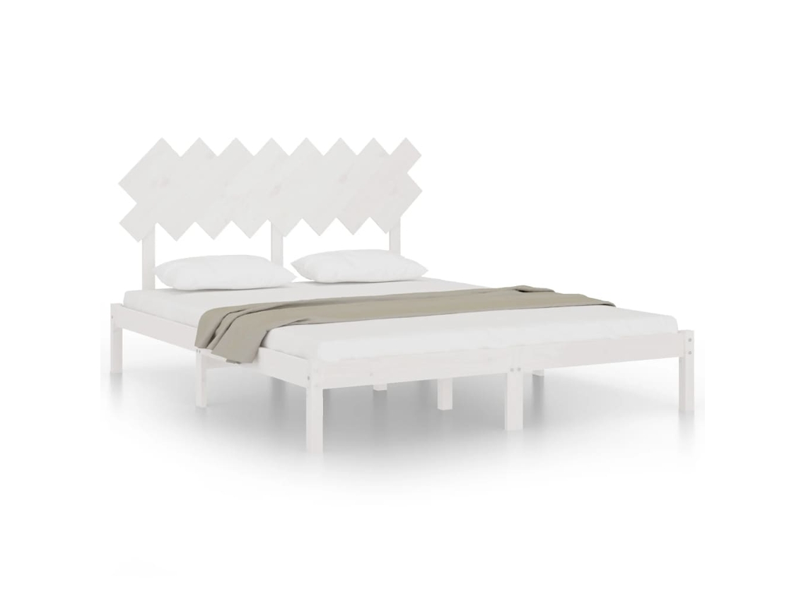 Estrutura de Cama 160x200 Cm Madeira Maciça Branco MAISON EXCLUSIVE