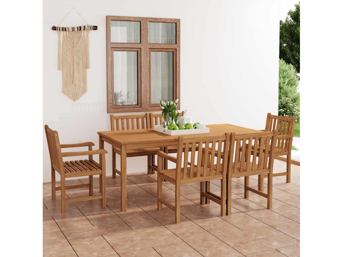 Vidaxl Conjunto De Jantar De Jardim De 7 Peças 180x90 Cm Madeira De Teca Maciça