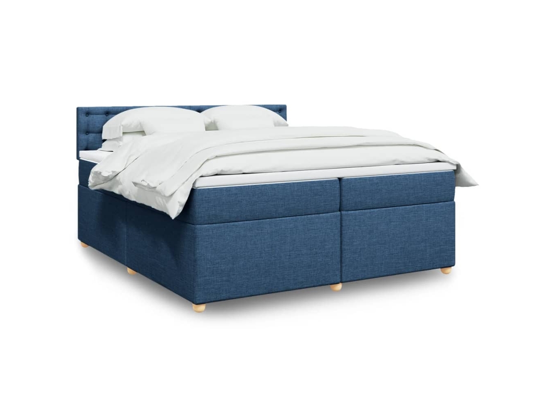 Vidaxl Cama Com Molas/colchão 200x200 Cm Tecido Azul