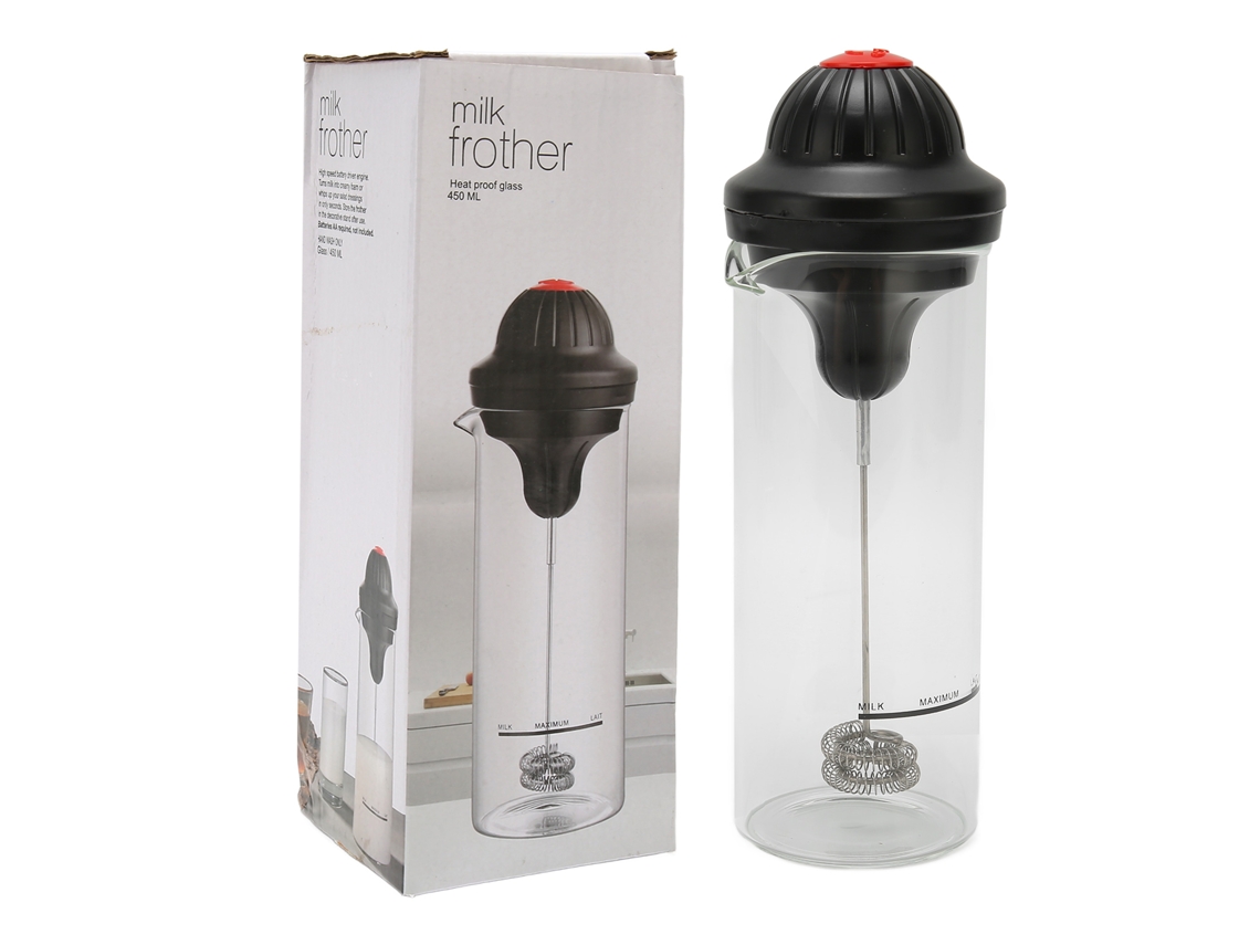 Espumador De Leite Portátil Elétrico A Bateria Com Vidro Resistente Ao Calor Para Café Creme Ovo