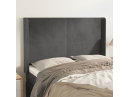 Cabeceira Cama C/ Abas Veludo 147x16x118/128 Cm Cinzento-escuro
