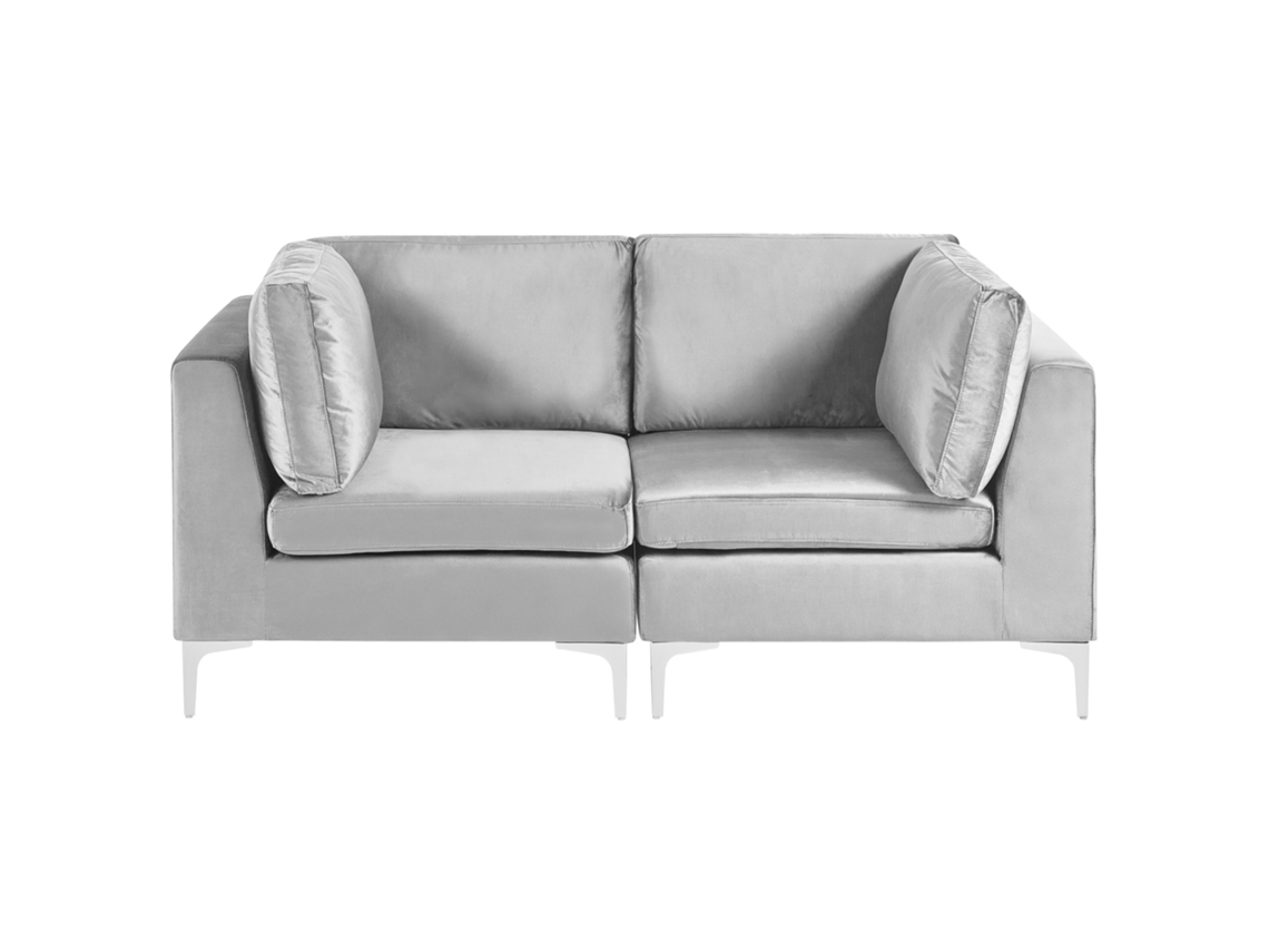 Sofá De 2 Plazas Beliani Evja De Terciopelo Gris 170x85x84