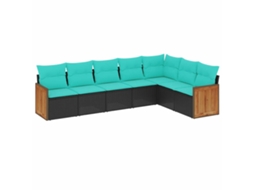 Conjunto de Sofá de Jardim, 7 Peças, Almofadas, Rattan Preto MAISON EXCLUSIVE