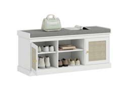 Banco Sapateira Mdf e Poliéster Cor Branco 105x35x47 cm Homcom