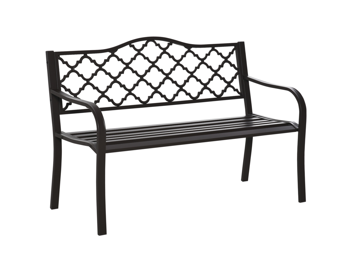 Banco de jardim de 3 lugares CHEZMOI em metal com ferro fundido e revestimento epóxi (128x60x89cm)
