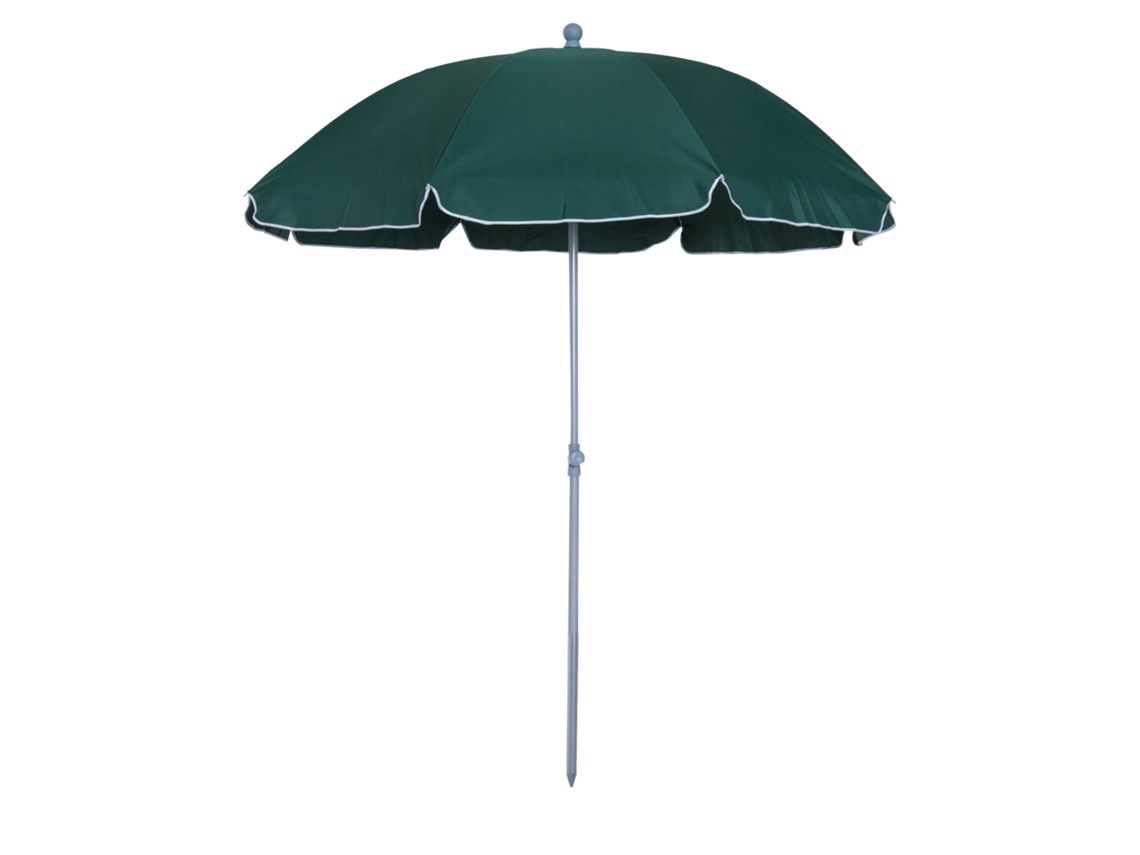 Chapéu De Sol De Praia Ø202 Cm De Com Toldo Inclinaável Mastros Desmontáveis E Base Pontiaguda Para Jardim Verde