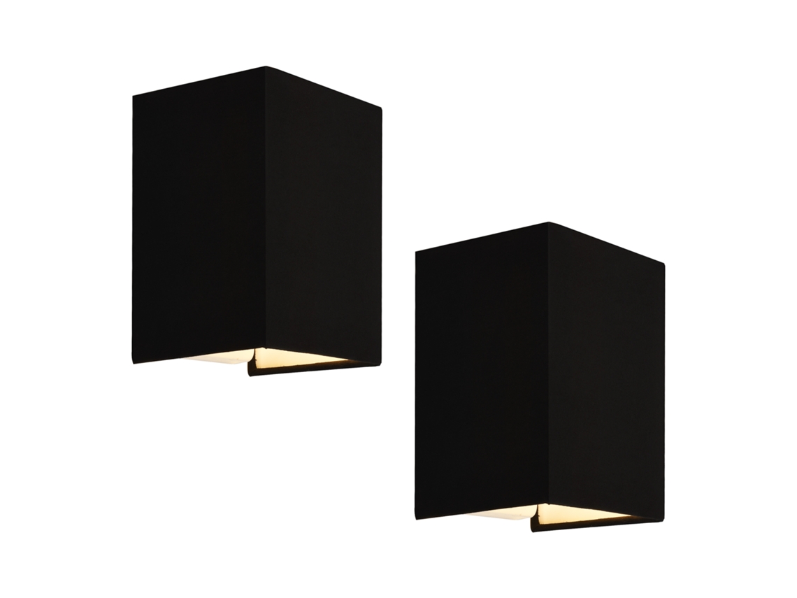 Conjunto de 2 candeeiros de parede modernos Schwerin 1x E27 60 W tecido de linho 20 x 16 x 13 cm - Preto LUX.PRO