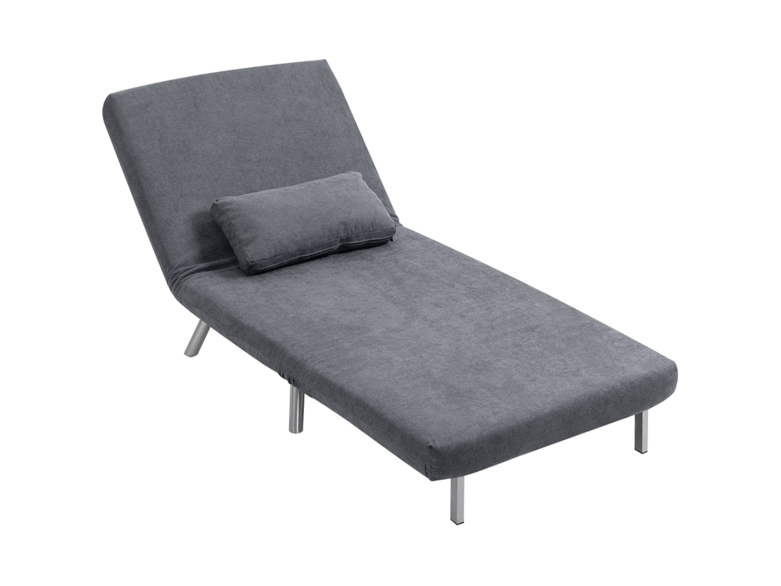 Poltrona Cama 2 Em 1 Cinza Com Almofadas De Tecido