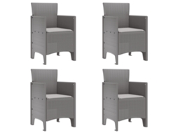 Conjunto 4 Cadeira Moderna Vidaxl Cinzento-claro Polipropileno (53 X 49 X 85 Cm)