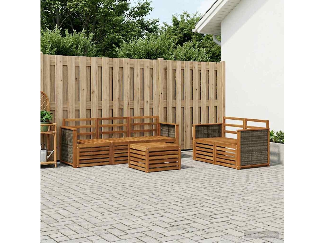 Vidaxl Conjunto De Sofás Para Exterior 6 Unid. Natural