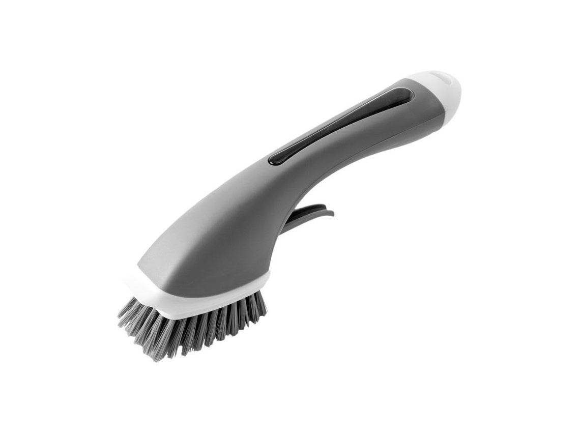 Escova Automática Para Lavar Louça Com Cabo Longo, Compartimento Para Sabão, Esponja, Cinza. Brilvibera