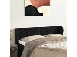 Vidaxl Cabeceira De Cama C/ Abas Veludo 147x23x78/88 Cm Preto