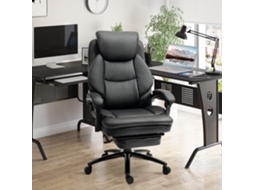 Cadeira Ergonômica Preta, 65,5x79x112-118cm, Com Encosto Ajustável Até 130°, Apoio Para Os Pés Retrátil E Altura Regulável.