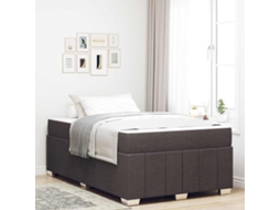 Vidaxl Estrutura Da Cama Com Colchão Marrom Escuro 120 X 200 Cm Tecido