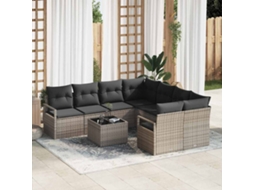 Vidaxl Conjunto De Sofás 9 Unid. 8-número De Lugares Cinzeto Vime Pe