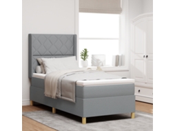 Cama Box Com Colchão Cinza Claro 100x200 Cm Tecido