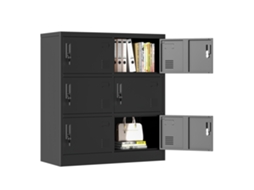 Armário De Metal 6 Portas Para Escritório, Academia, Escola E Casa - Preto (100x90x40 Cm).