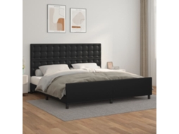 Vidaxl Estrutura Cama C/ Cabeceira 200x200 Cm Couro Artificial Preto