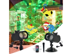 Projetor de Luzes Natal Led 2 em 1 Ondas Marinhas 12 Slides Controle Remoto Ip44 Decoração Festiva | S/MARCA