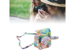 Capa protetora em couro PU com alça ajustável para pintura a óleo abstrata Fujifilm Instax Mini 12